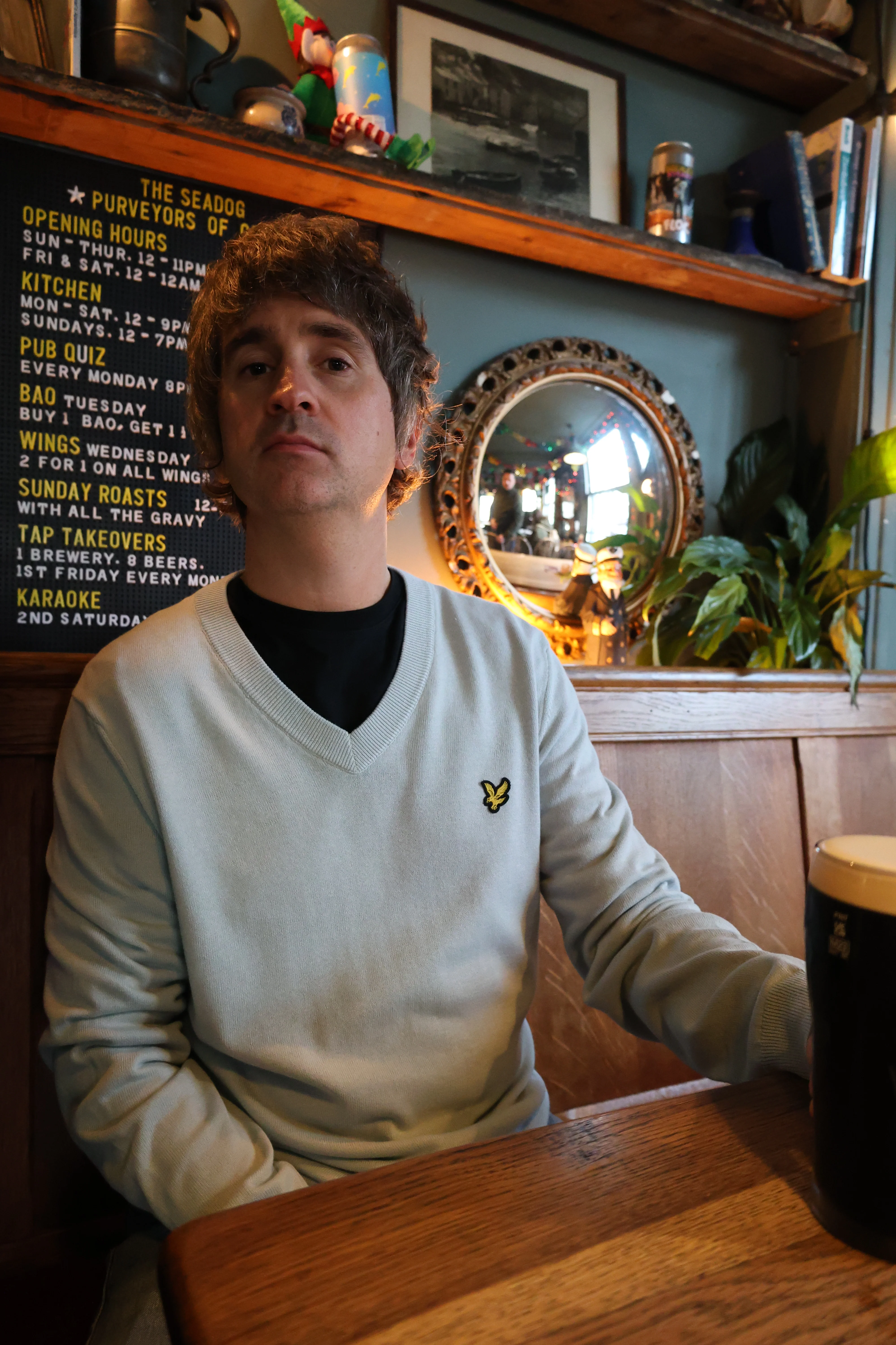 Lyle & Scott Cotton V Neck Jumper Opal Blue - Image 5