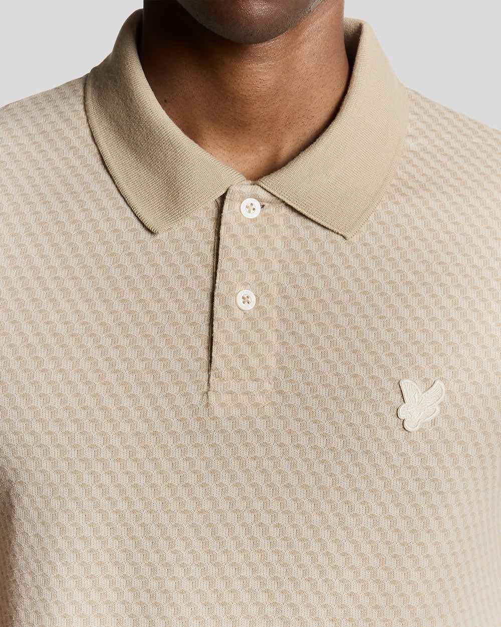 Lyle & Scott Graphic Jacquard Polo Shirt Stone - Image 2