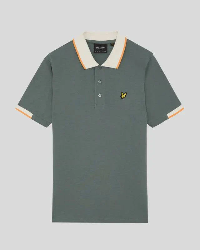 Lyle & Scott Half Tipped Polo In Green Mercurial