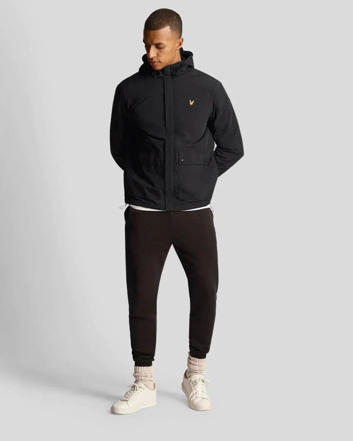 Lyle & Scott Hooded Pocket Jacket In Jet Black - Image 4