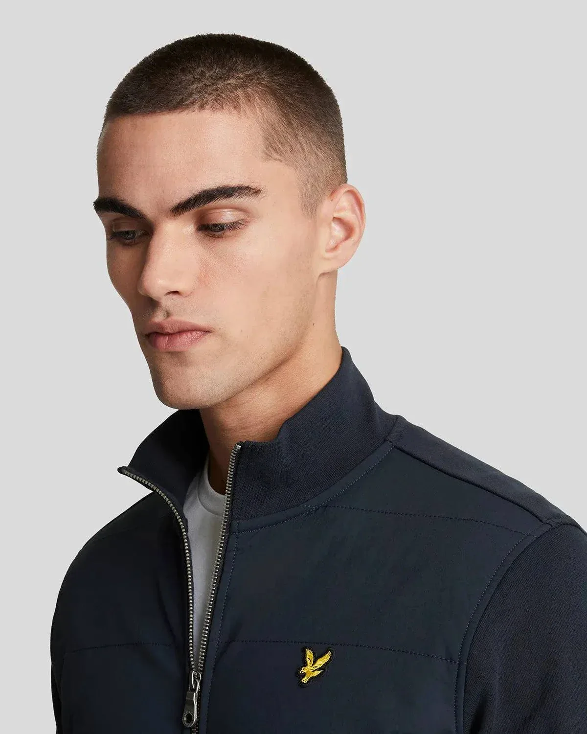 Lyle & Scott Hybrid Baffled Track Jacket In Dark Navy - Image 2