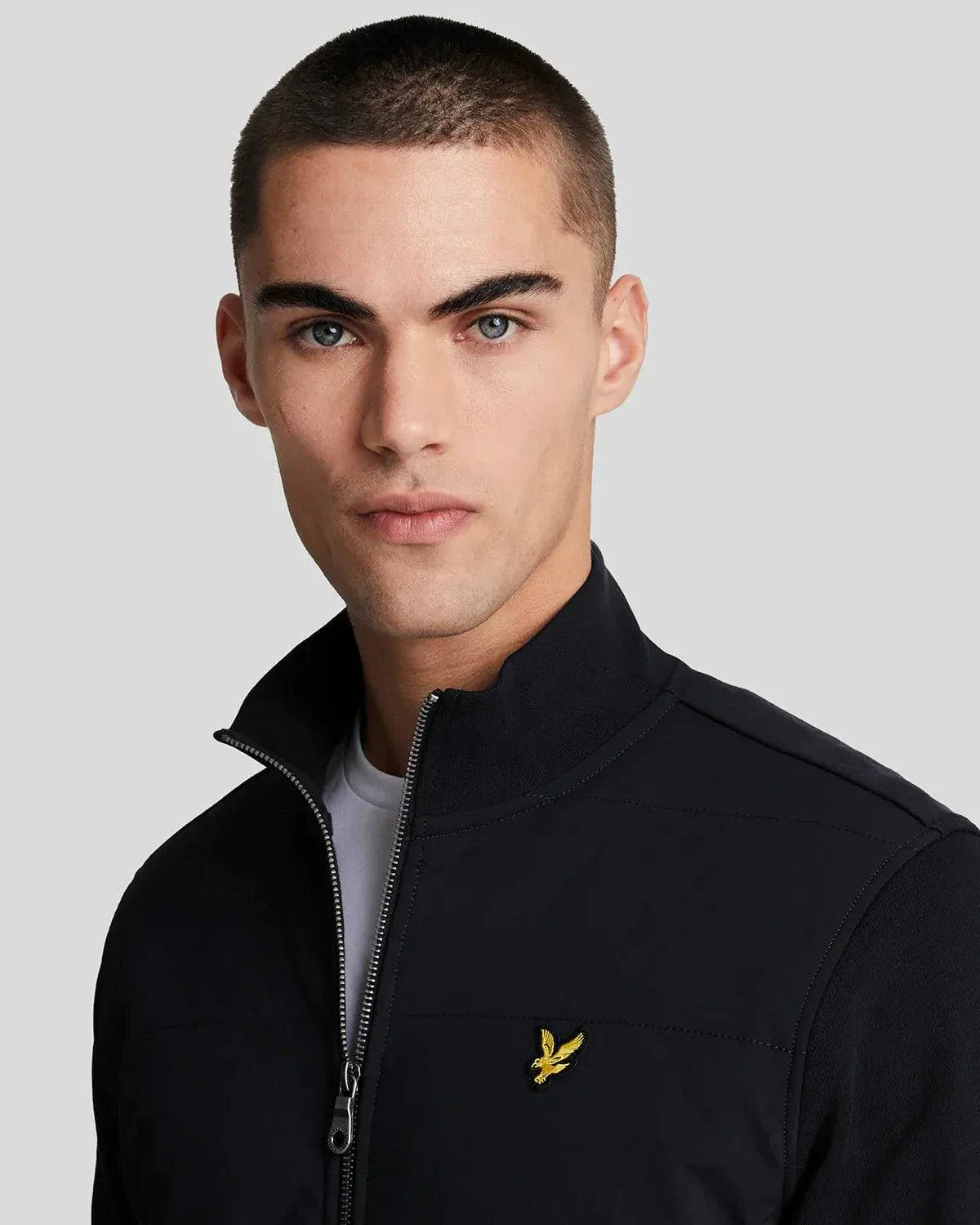 Lyle & Scott Hybrid Baffled Track Jacket In Jet Black - Image 2