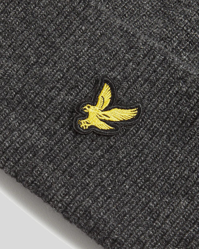 Lyle & Scott Lambswool Blend Beanie Charcoal Marl - Image 2