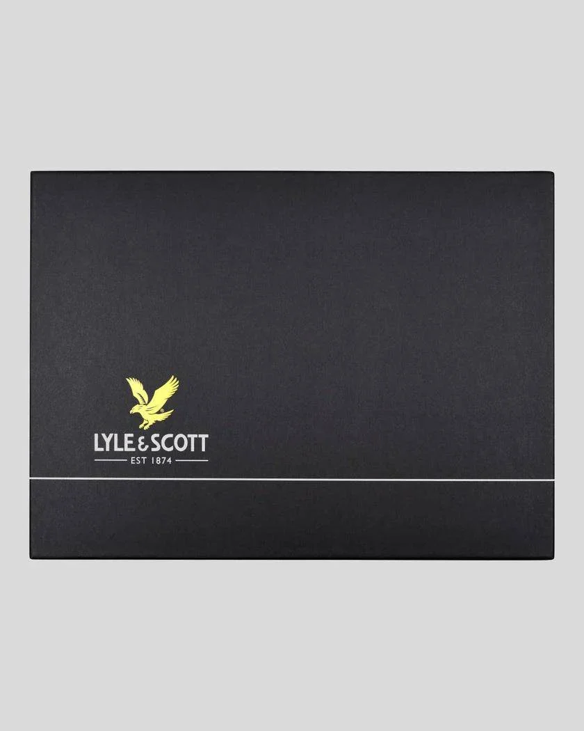 Lyle & Scott Lambswool Ribbed Beanie & Scarf Set in Dark Navy - Image 2
