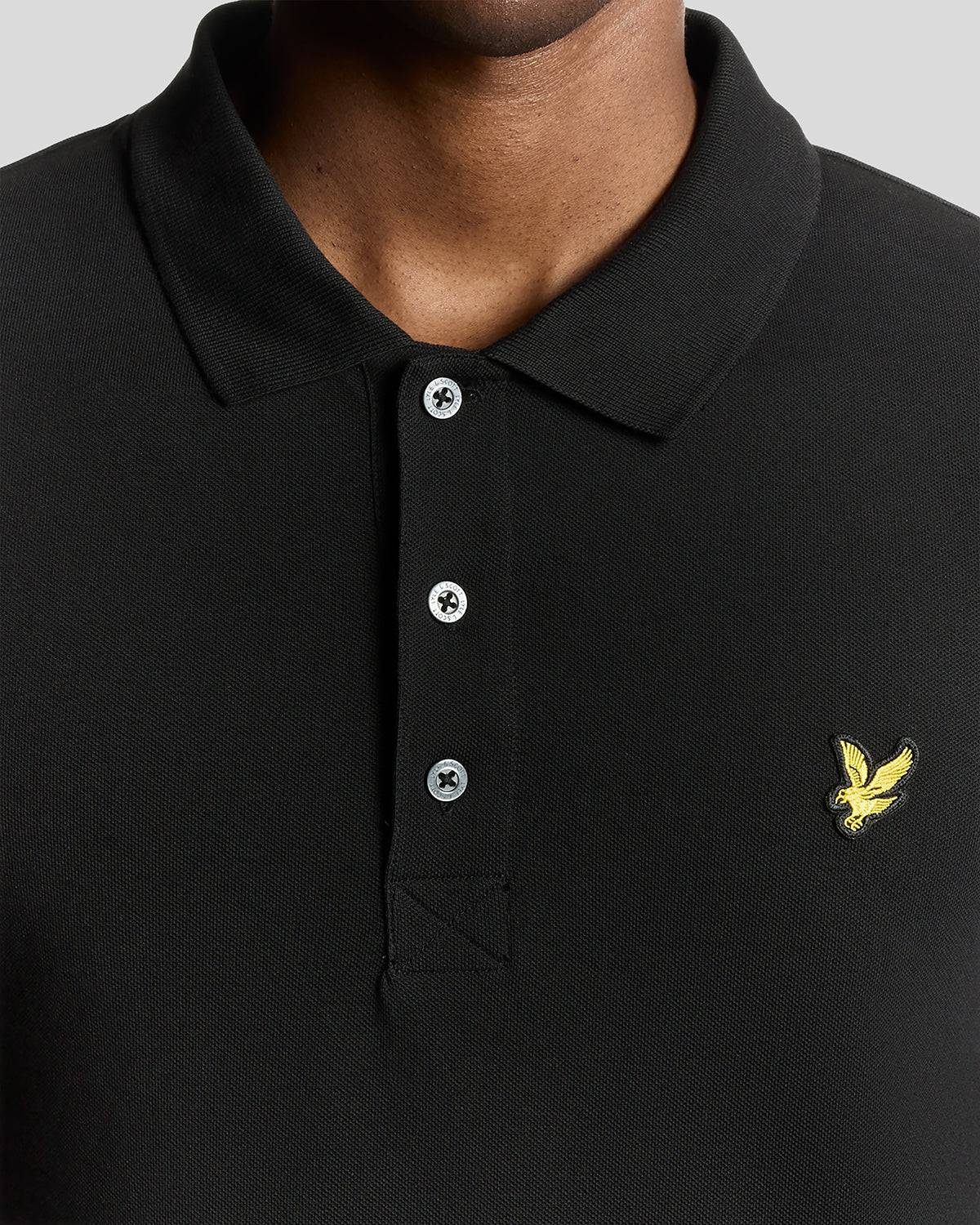 Lyle & Scott Long Sleeve Polo Shirt Black - Image 3