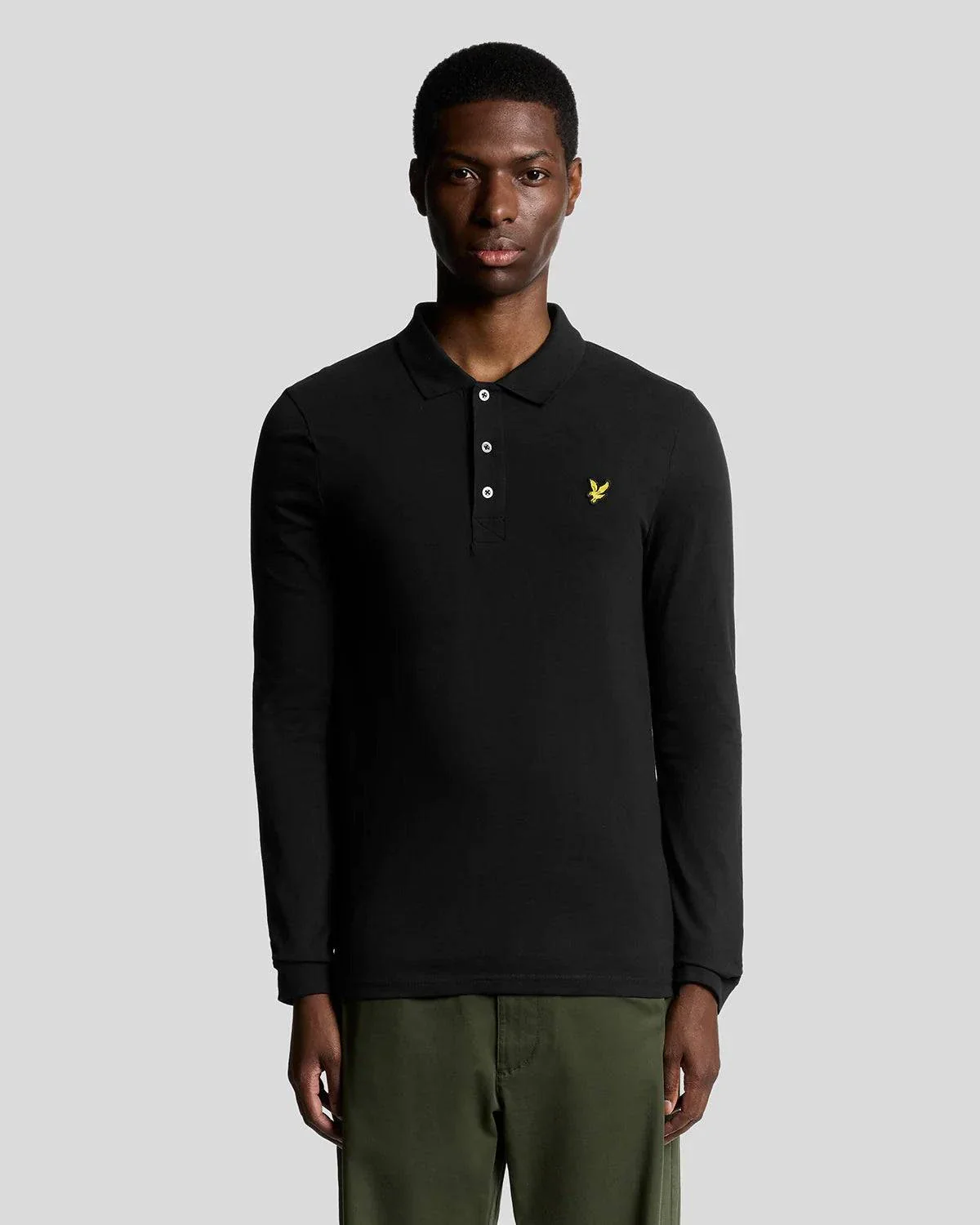 Lyle & Scott Long Sleeve Polo Shirt Black - Image 4