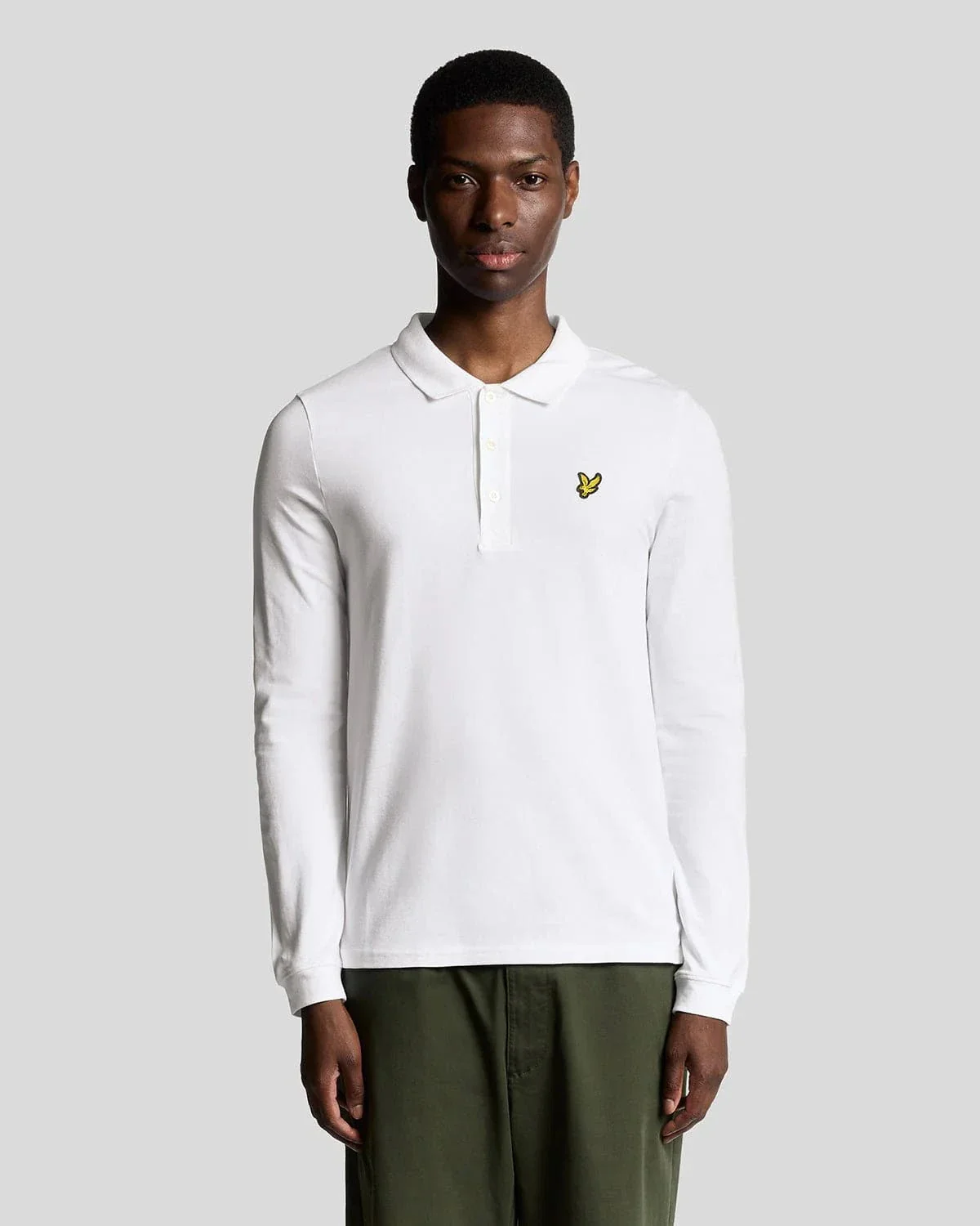 Lyle & Scott Long Sleeve Polo Shirt White - Image 3