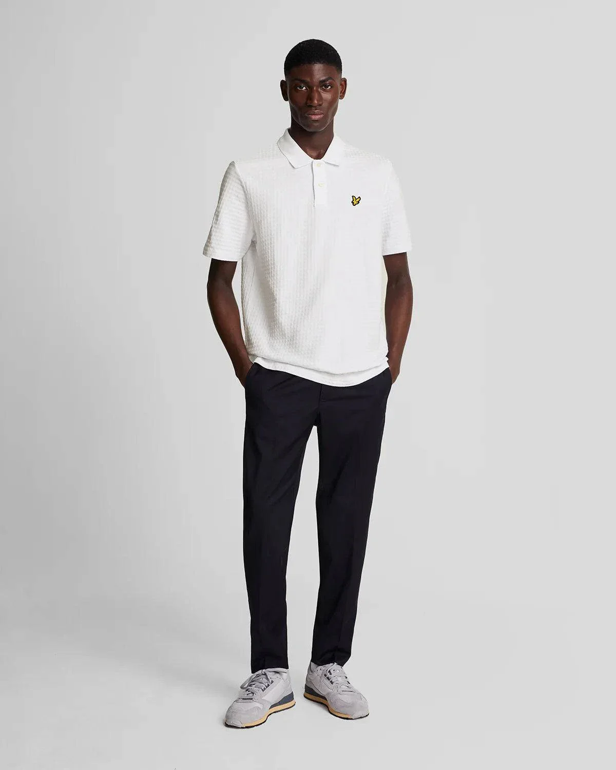 Lyle & Scott Micro Argyle Polo Shirt In White - Image 2