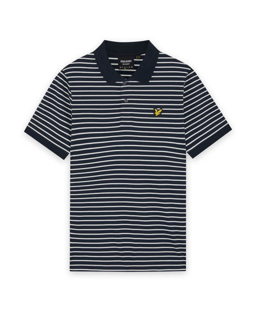 Lyle & Scott Pique Breton Polo Shirt Navy/White