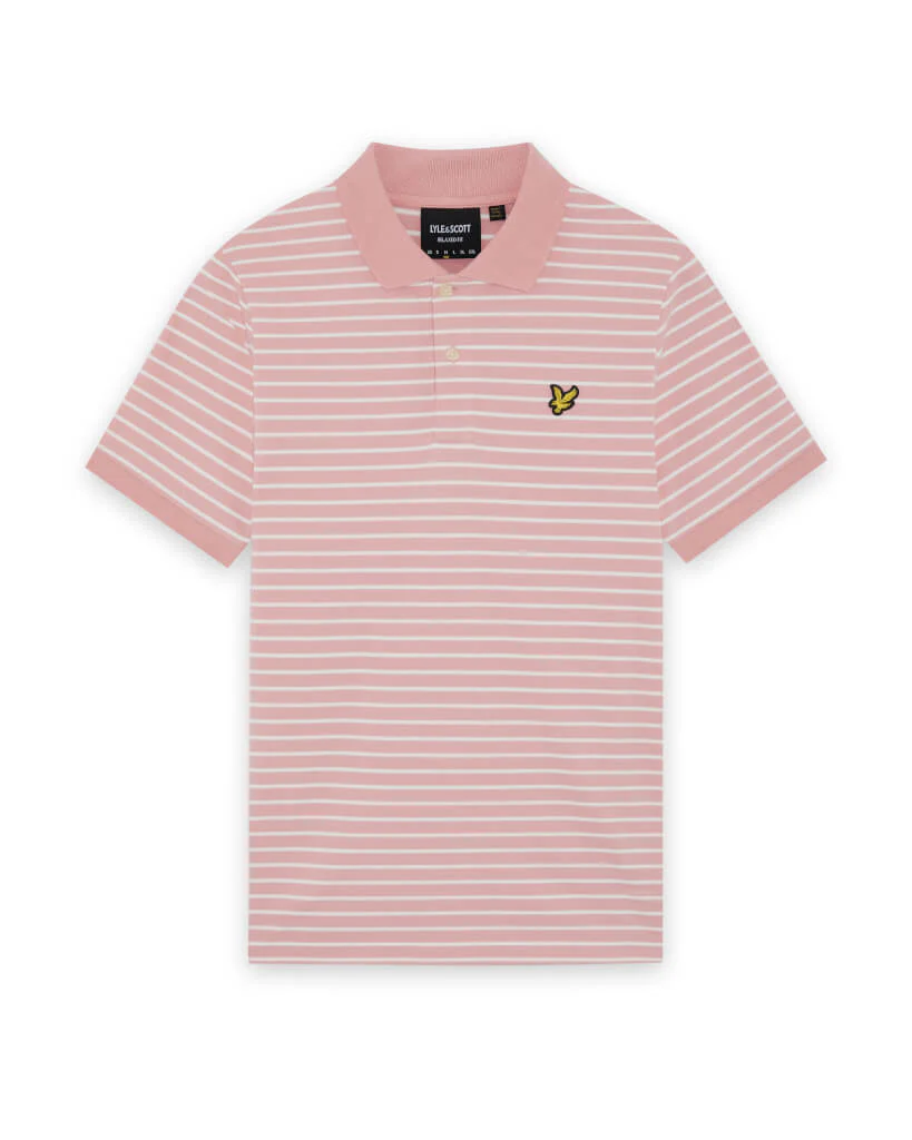 Lyle & Scott Pique Breton Polo Shirt Pink Grapefruit/ White