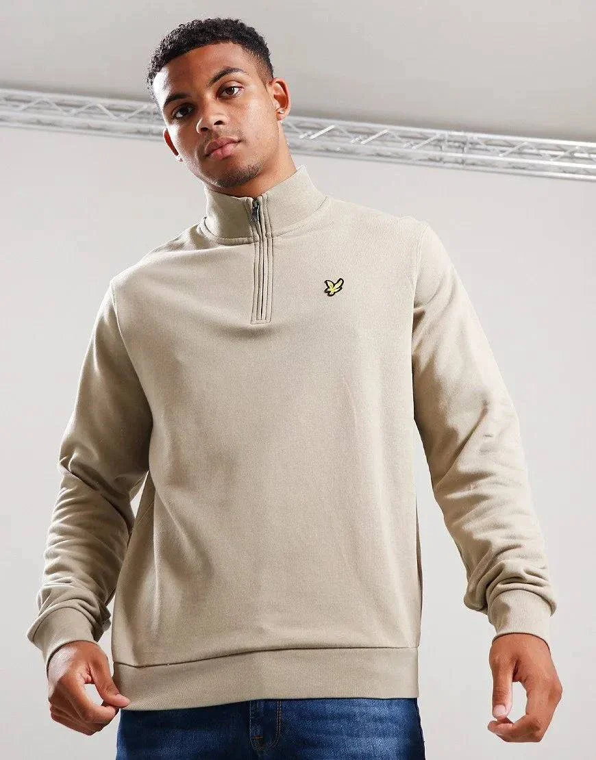 Lyle & Scott Quarter Zip Sweat In Sage Uniform