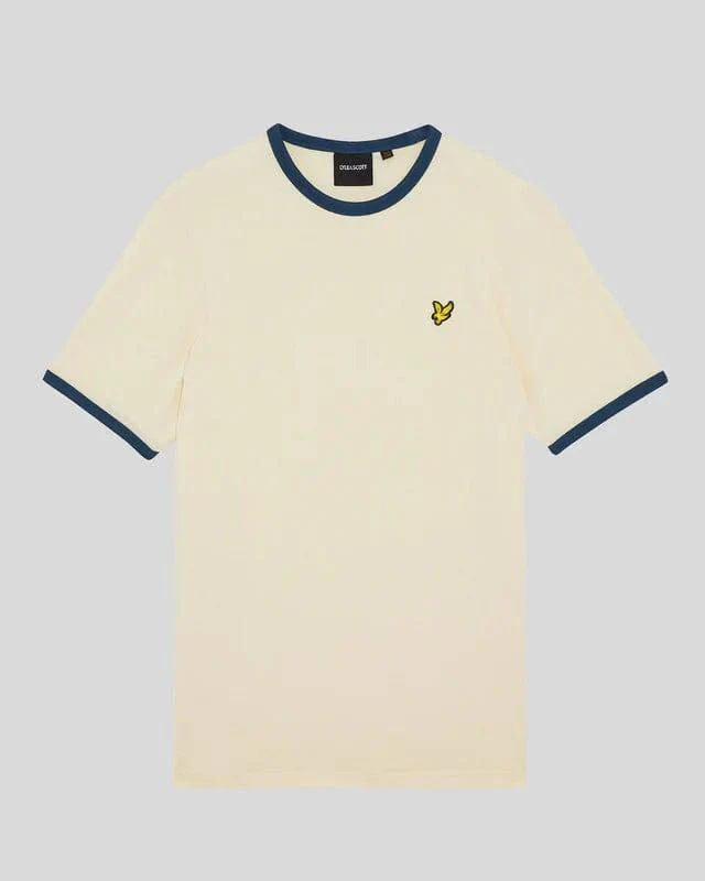 Lyle & Scott Ringer Cotton Crew Neck T-Shirt Drop Cloth/Sargasso Sea