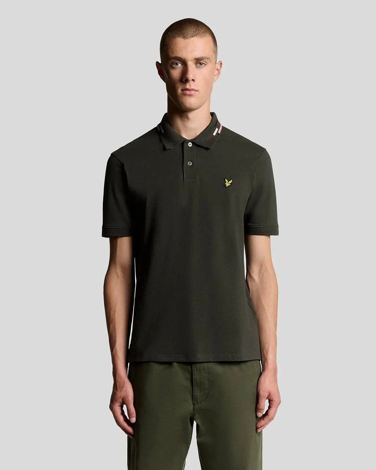 Lyle & Scott Striped Tipped Polo Shirt Gunmetal/ Foam - Image 3