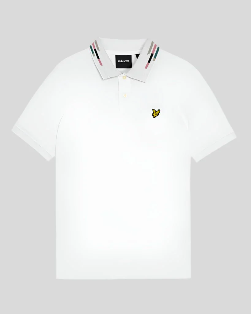 Lyle & Scott Striped Tipped Polo Shirt White/Dark Navy - Image 2