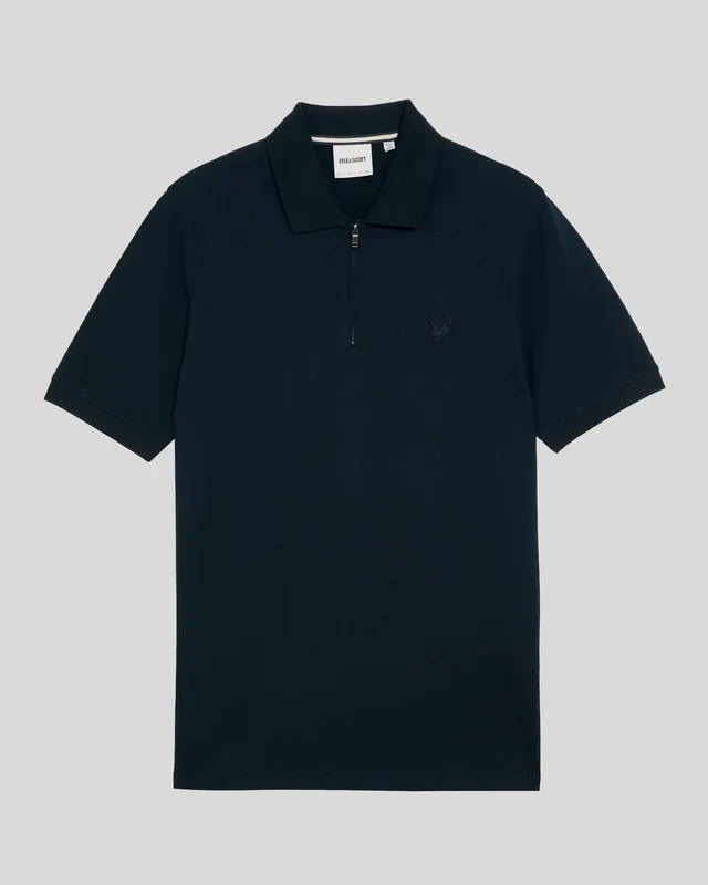 Lyle & Scott Superfine Cotton Zip Polo Shirt Carbon - Image 2