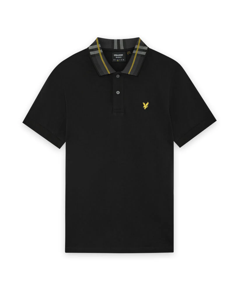 Lyle & Scott Tartan Collar Polo Shirt Jet Black