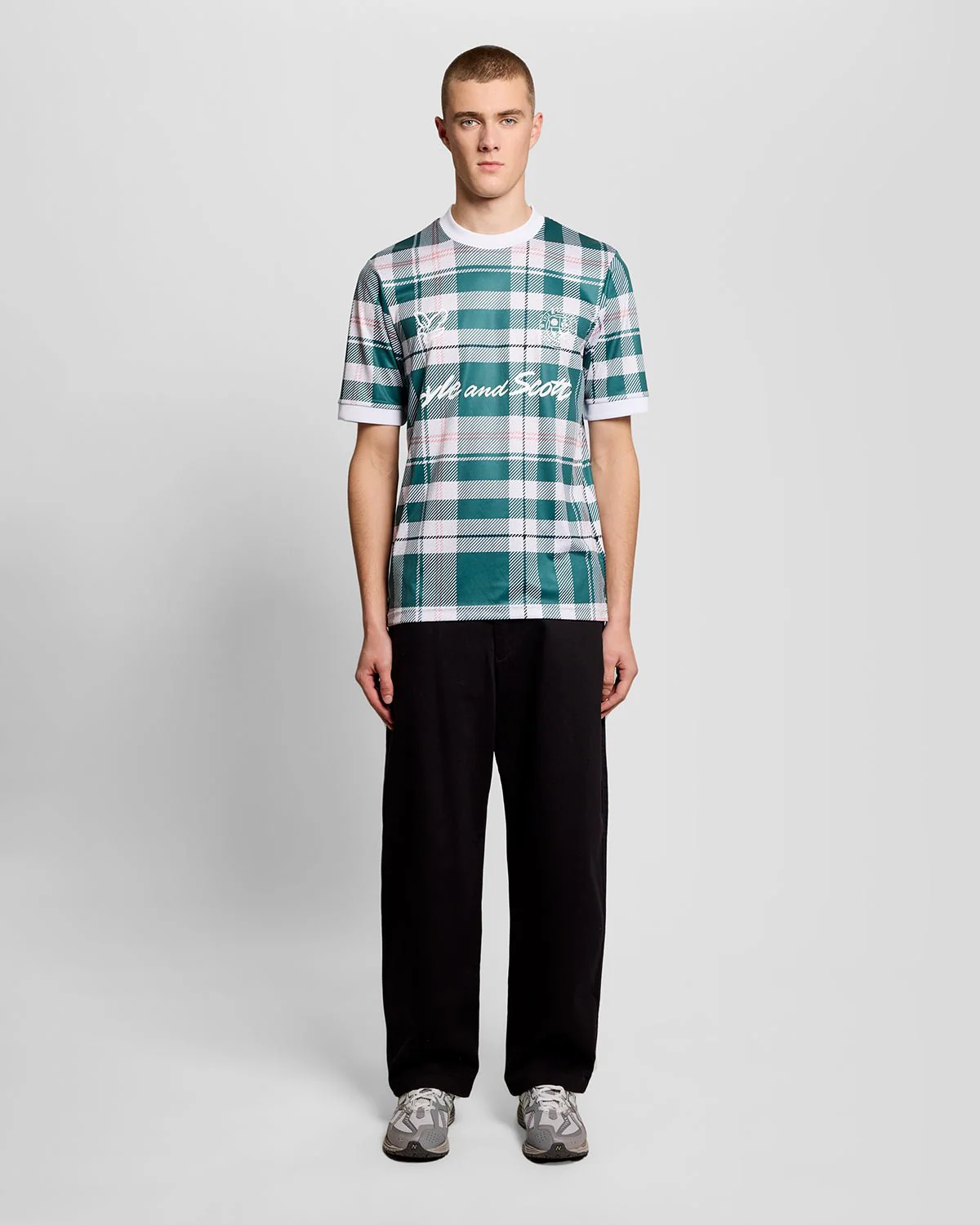 Lyle & Scott Tartan Football Shirt Everglade - Image 2