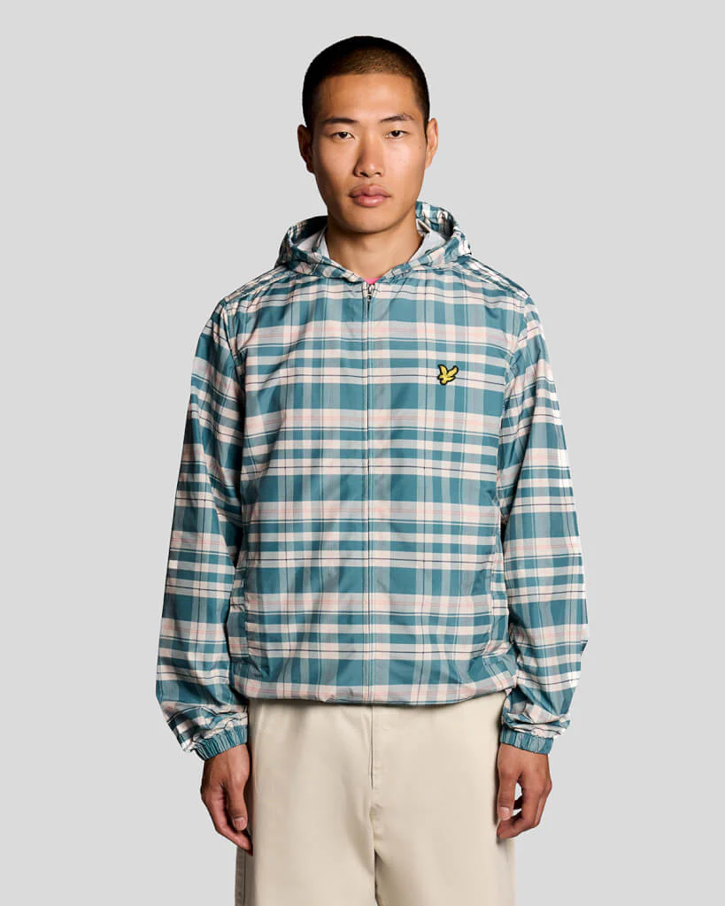 Lyle & Scott Tartan Hooded Zip Through Jacket Everglade - Image 2