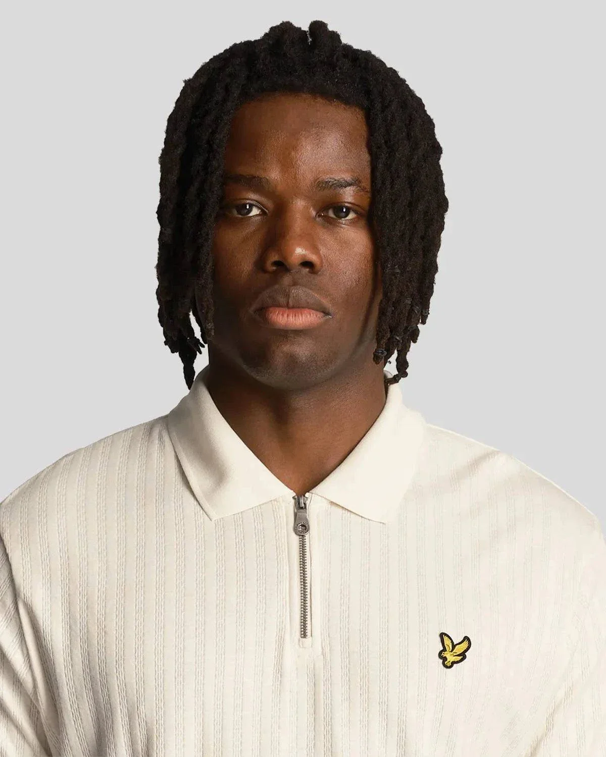 Lyle & Scott Textured Stripe Polo Shirt In Chalk - Image 2