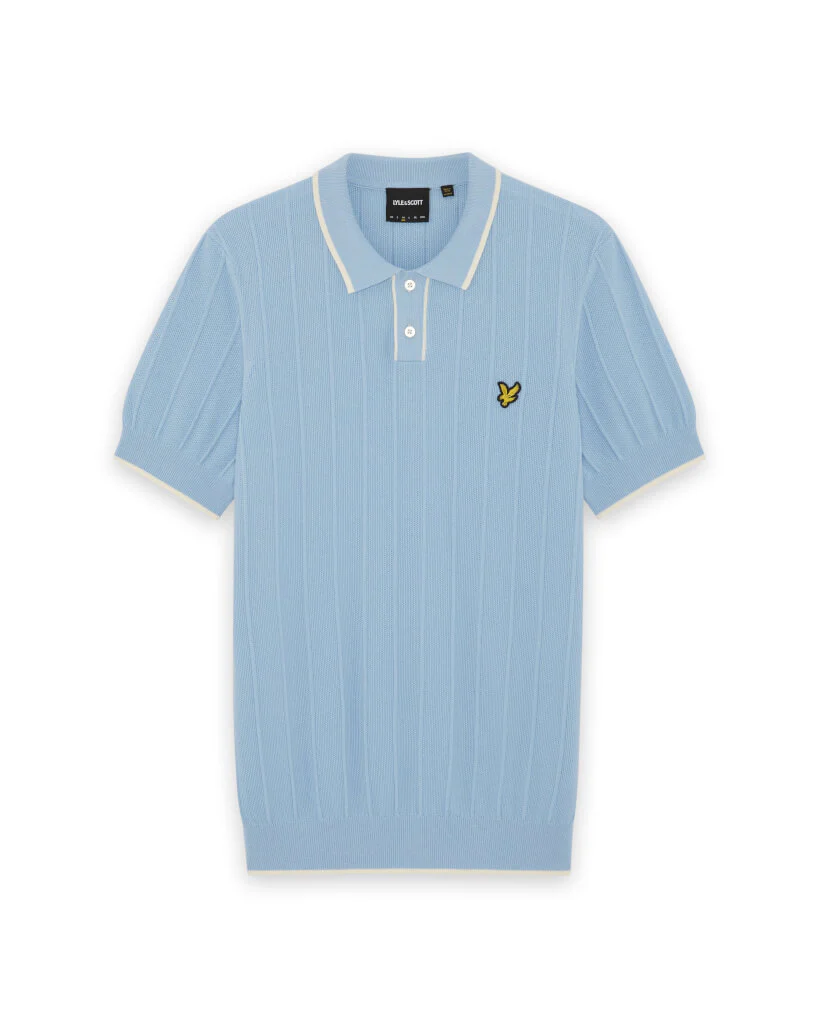 Lyle & Scott Tipped Pique Knitted Polo Chalk Blue