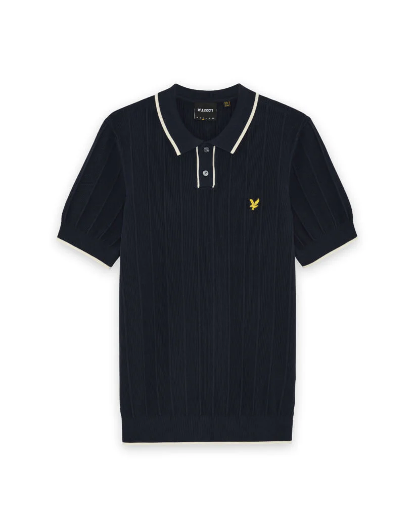 Lyle & Scott Tipped Pique Knitted Polo Navy
