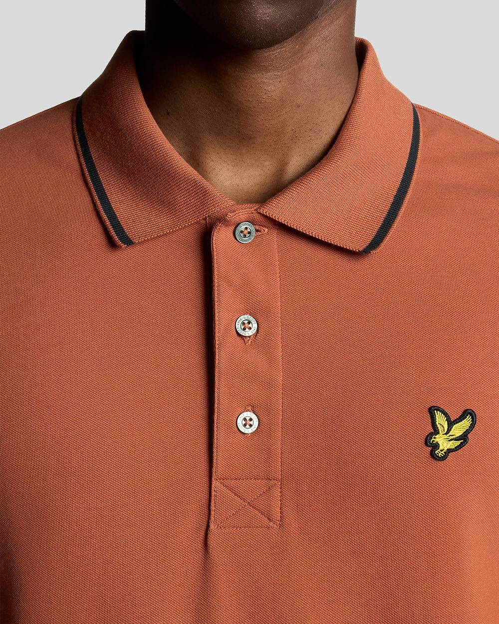 Lyle & Scott Tipped Polo Shirt Brick/ Dark Navy - Image 2