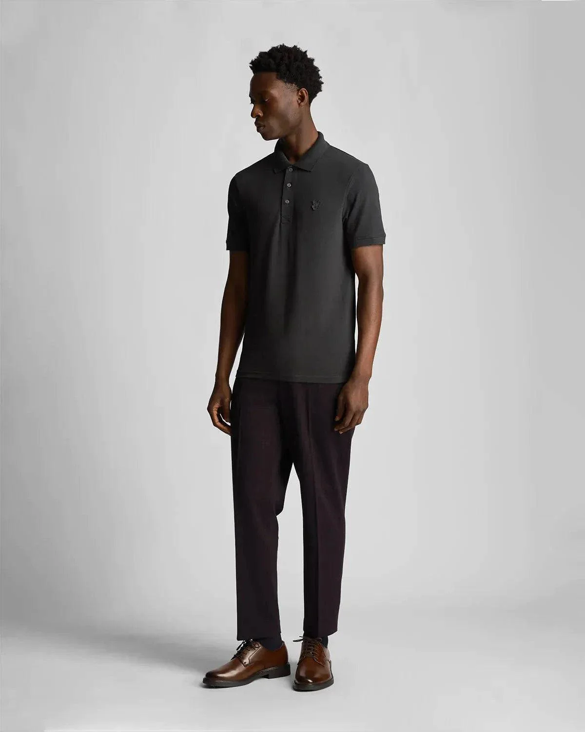 Lyle & Scott Tonal Eagle Polo Shirt In Gunmetal - Image 3