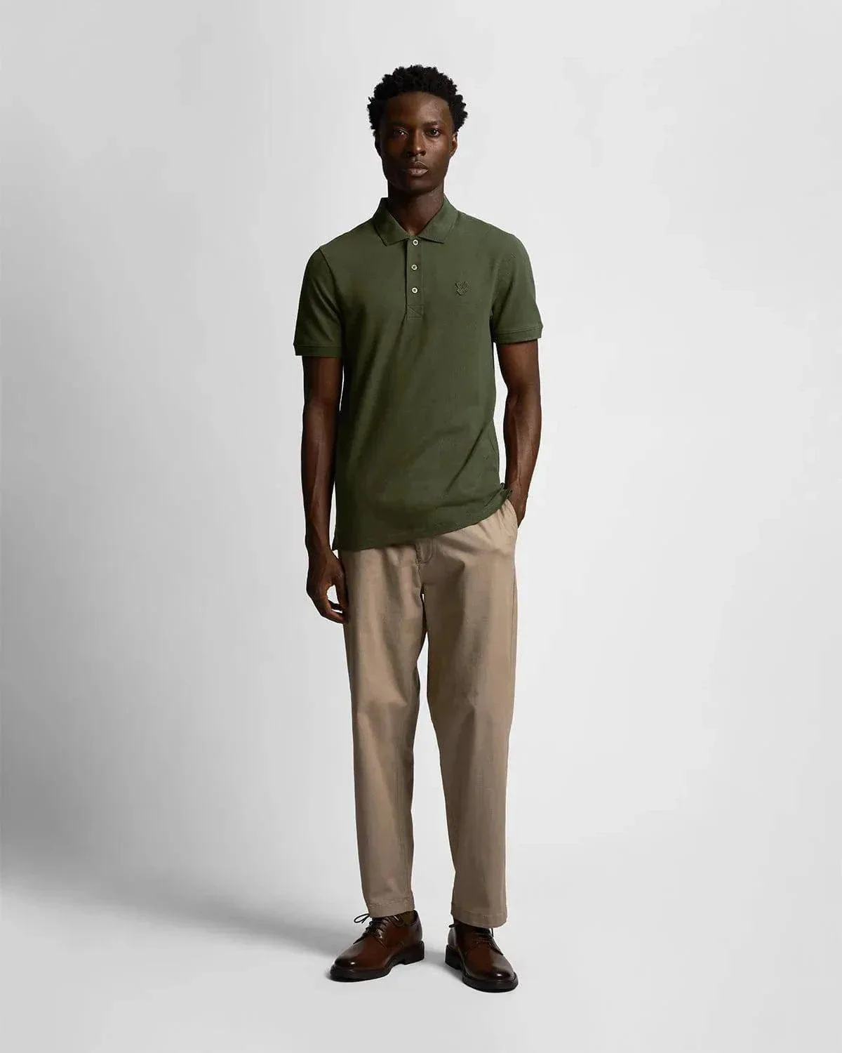 Lyle & Scott Tonal Eagle Polo Shirt In Olive - Image 2