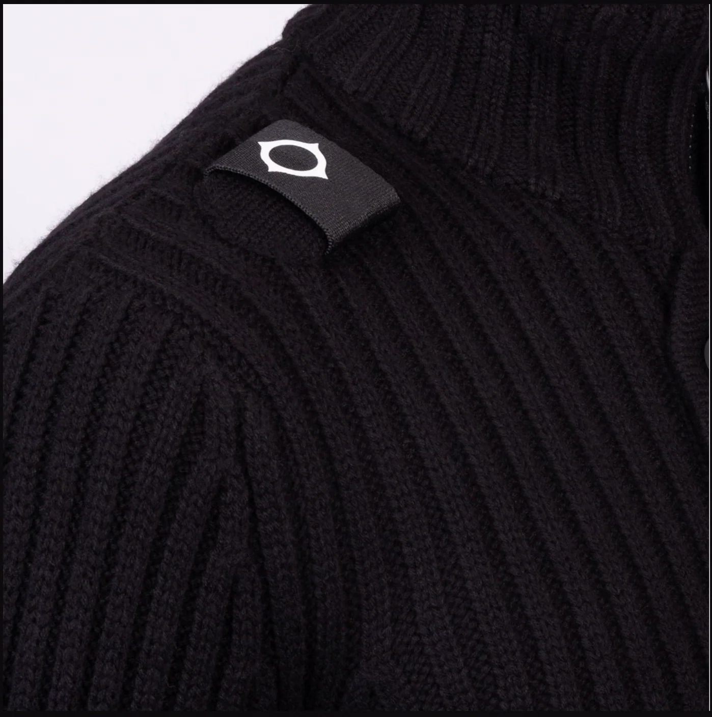 MA.STRUM Glaze Full Zip Knitted Jumper Black - Image 2