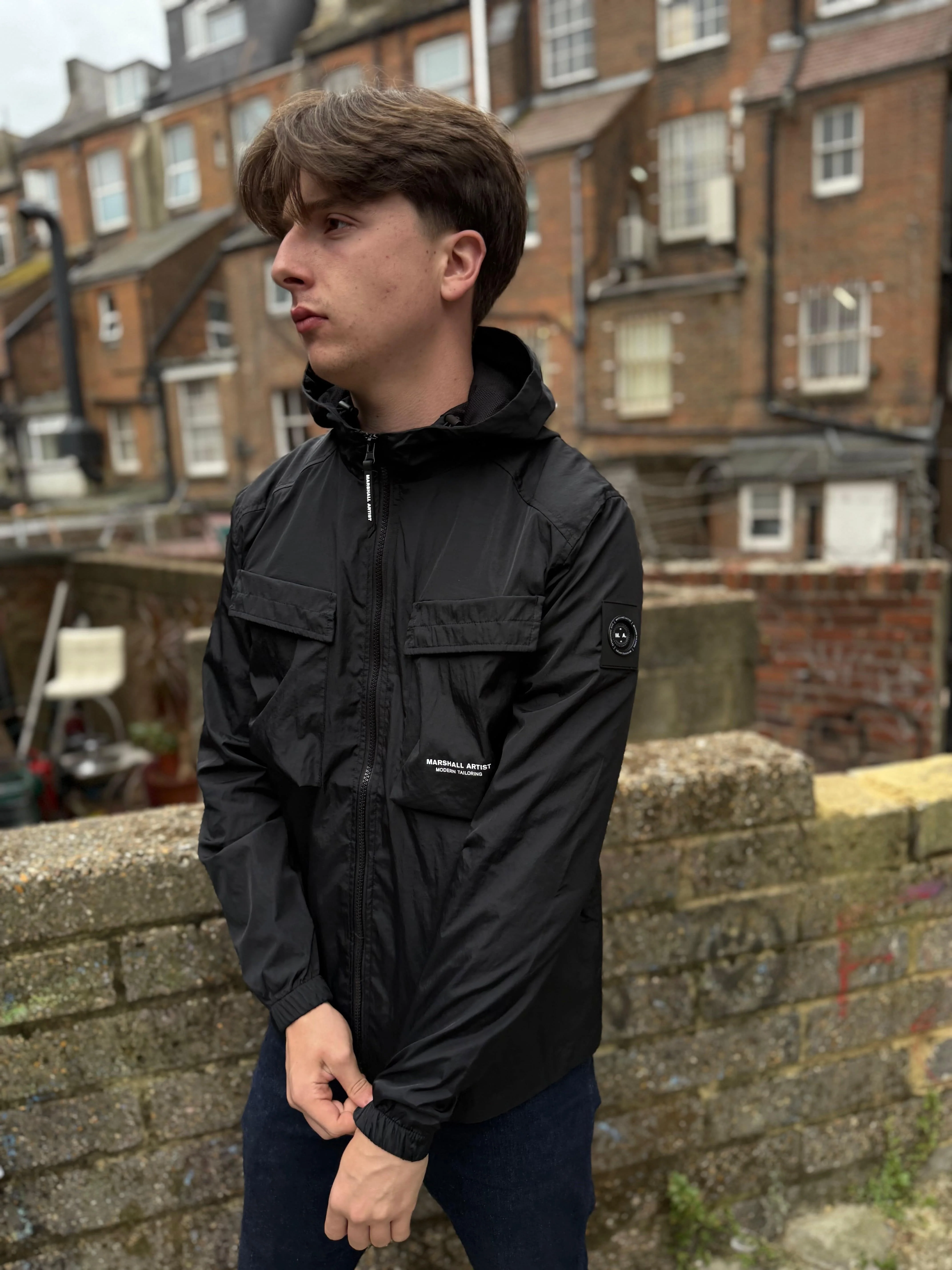 Marshall Artist Crux Hooded Overshirt Jacket Black - Image 3