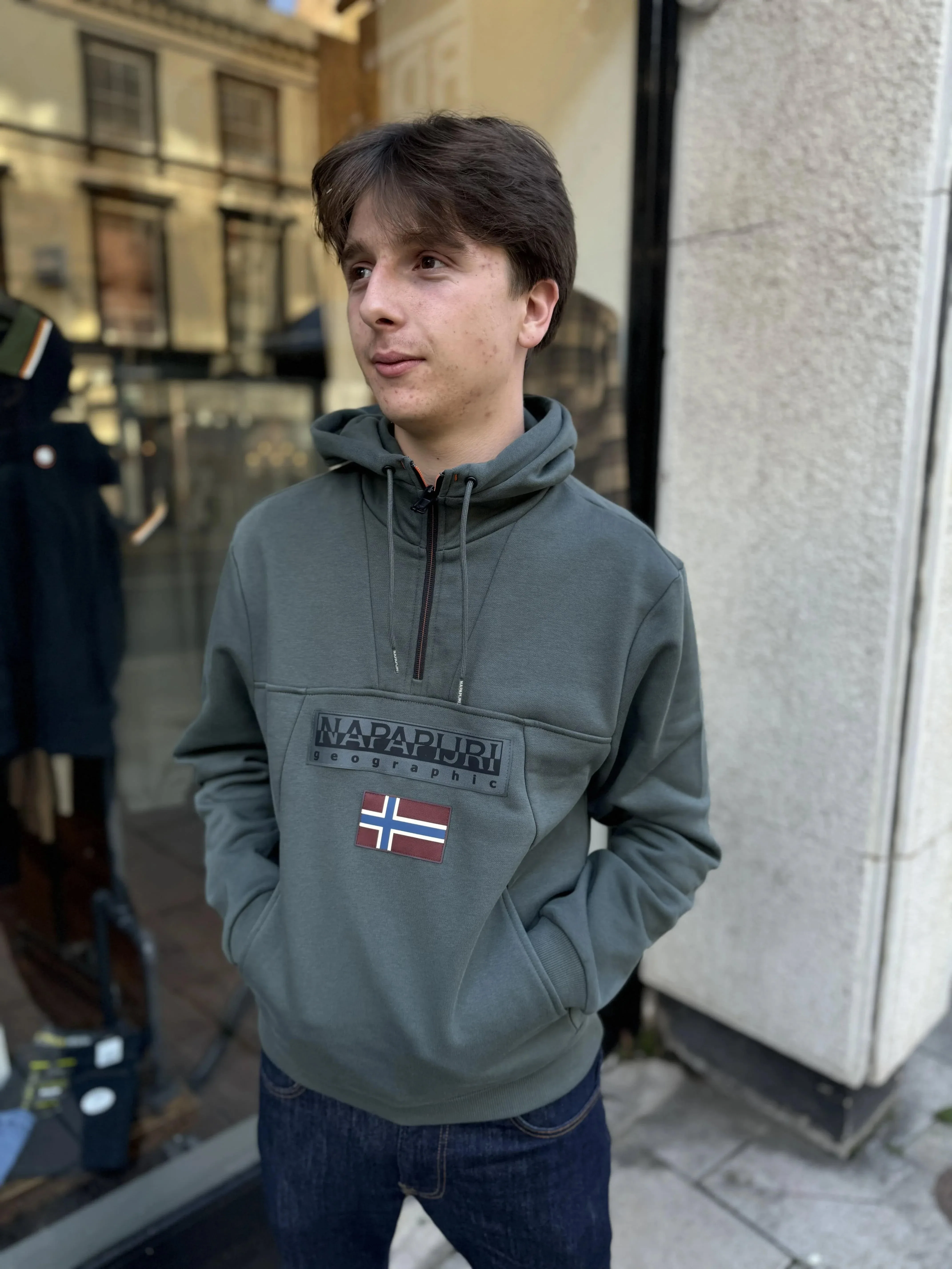 Napapijri Burgee HZH 2.0 Hoodie In Green Urban - Image 4