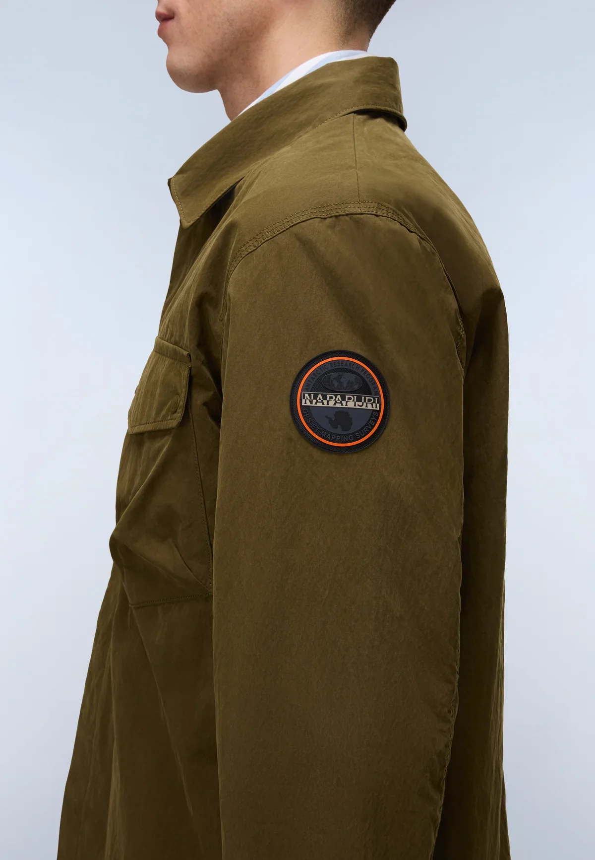 Napapijri Leoras Overshirt Dark Olive - Image 3