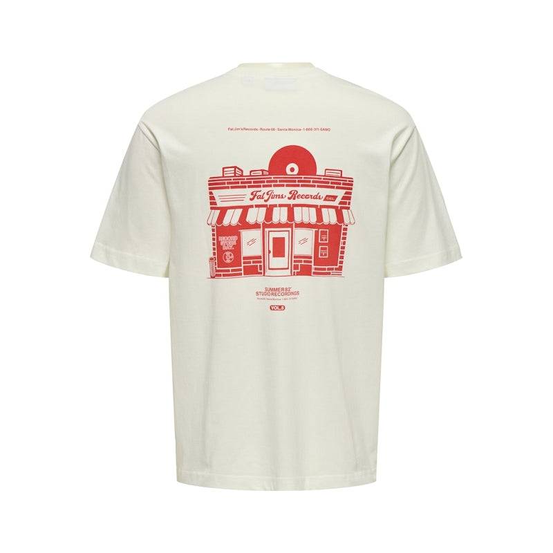 Only and Sons Fat Jims Records T-shirt White - Image 2
