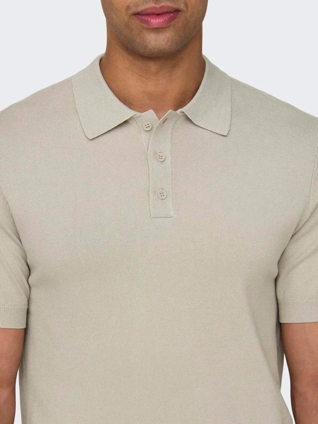 Only and Sons Knitted S/S Polo Beige - Image 3