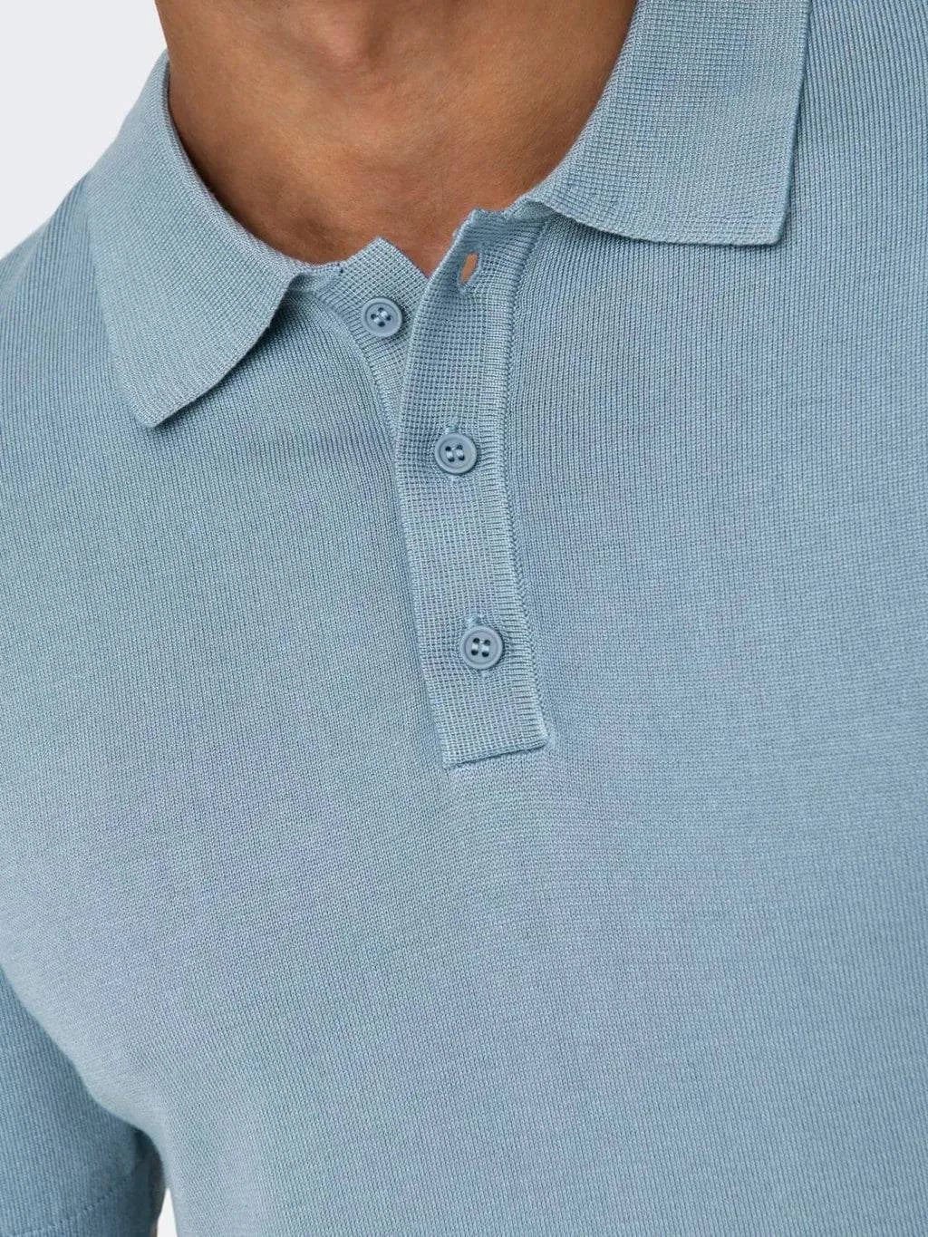 Only and Sons Knitted S/S Polo Sky - Image 3