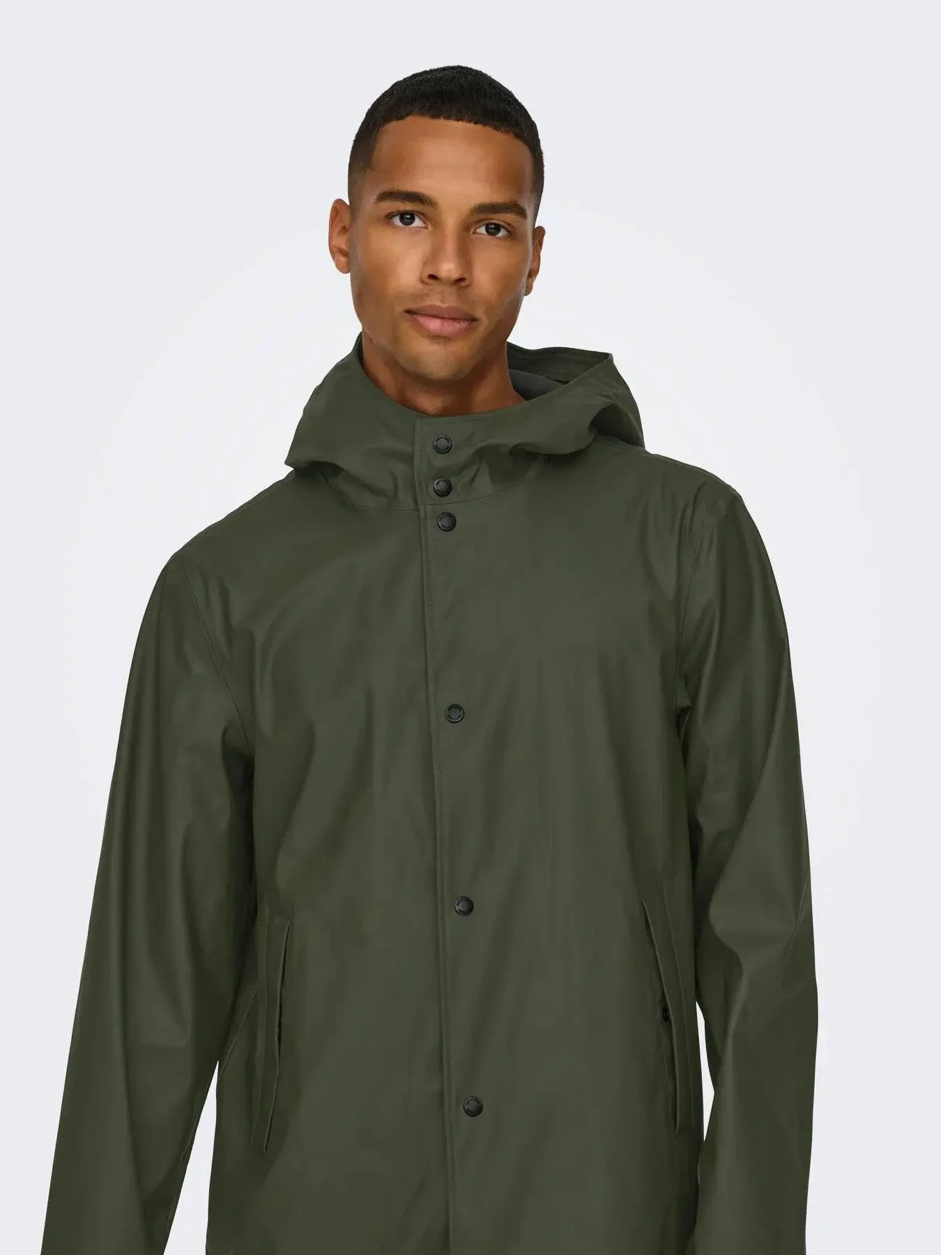 Only and Sons Onslua Parka Rain Coat Green - Image 3