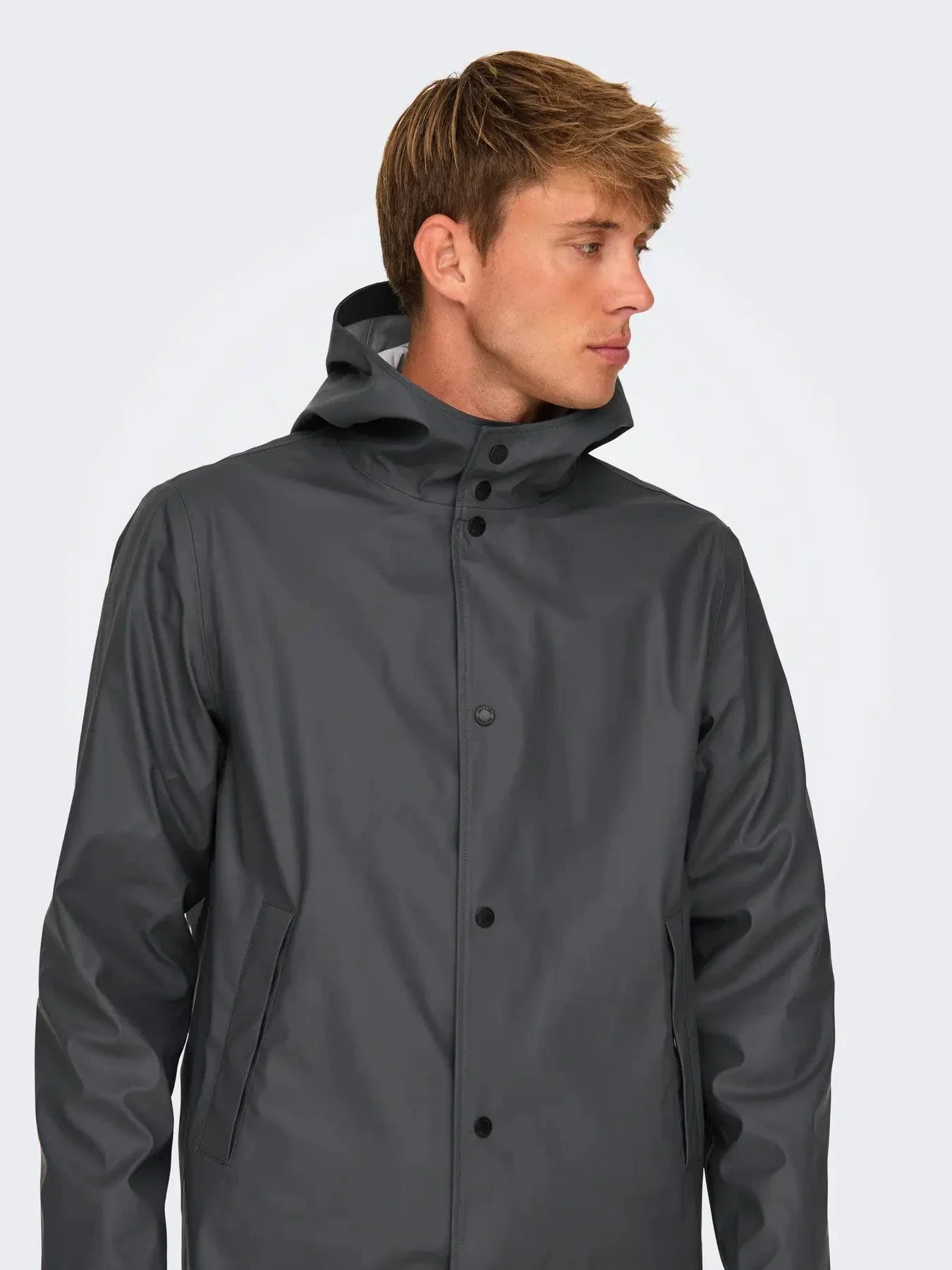 Only and Sons Onsluca Parka Rain Coat Grey - Image 2