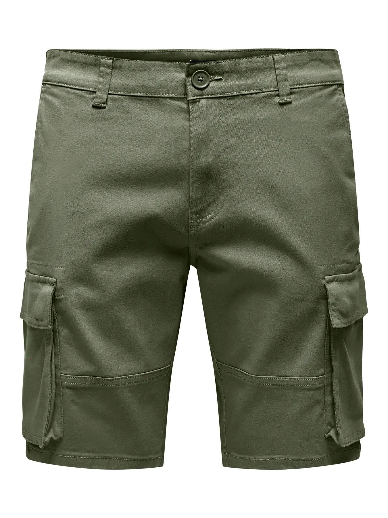 Only & Sons Cargo Shorts in Green - Image 2