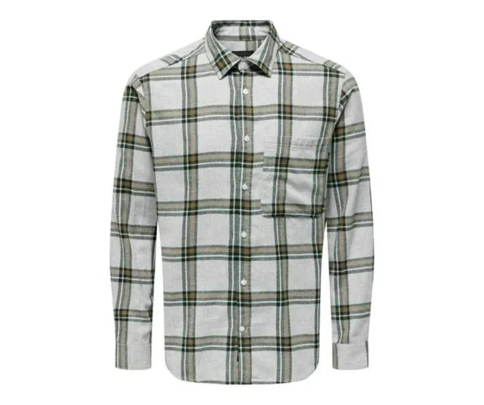Only & Sons Life Check Shirt In Grey