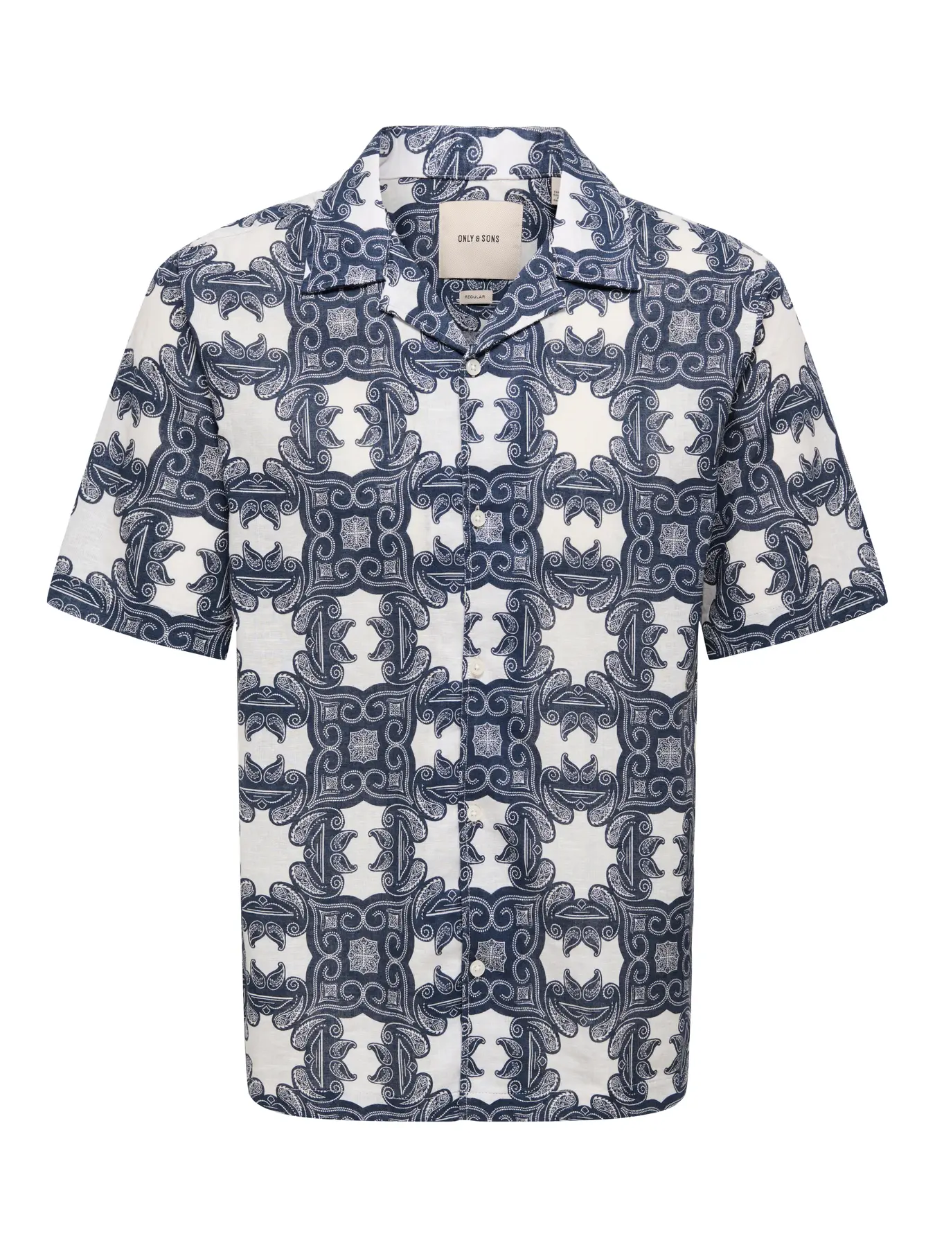 Only & Sons Onscaiden Reg Fit Linen Blend Shirt Navy
