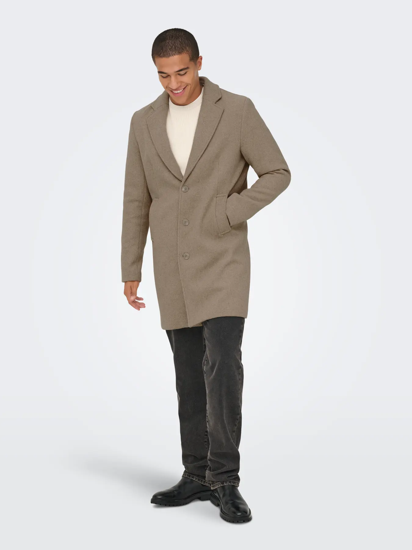 Only & Sons Onsmatthew Coat Timber Wolf Melange - Image 3