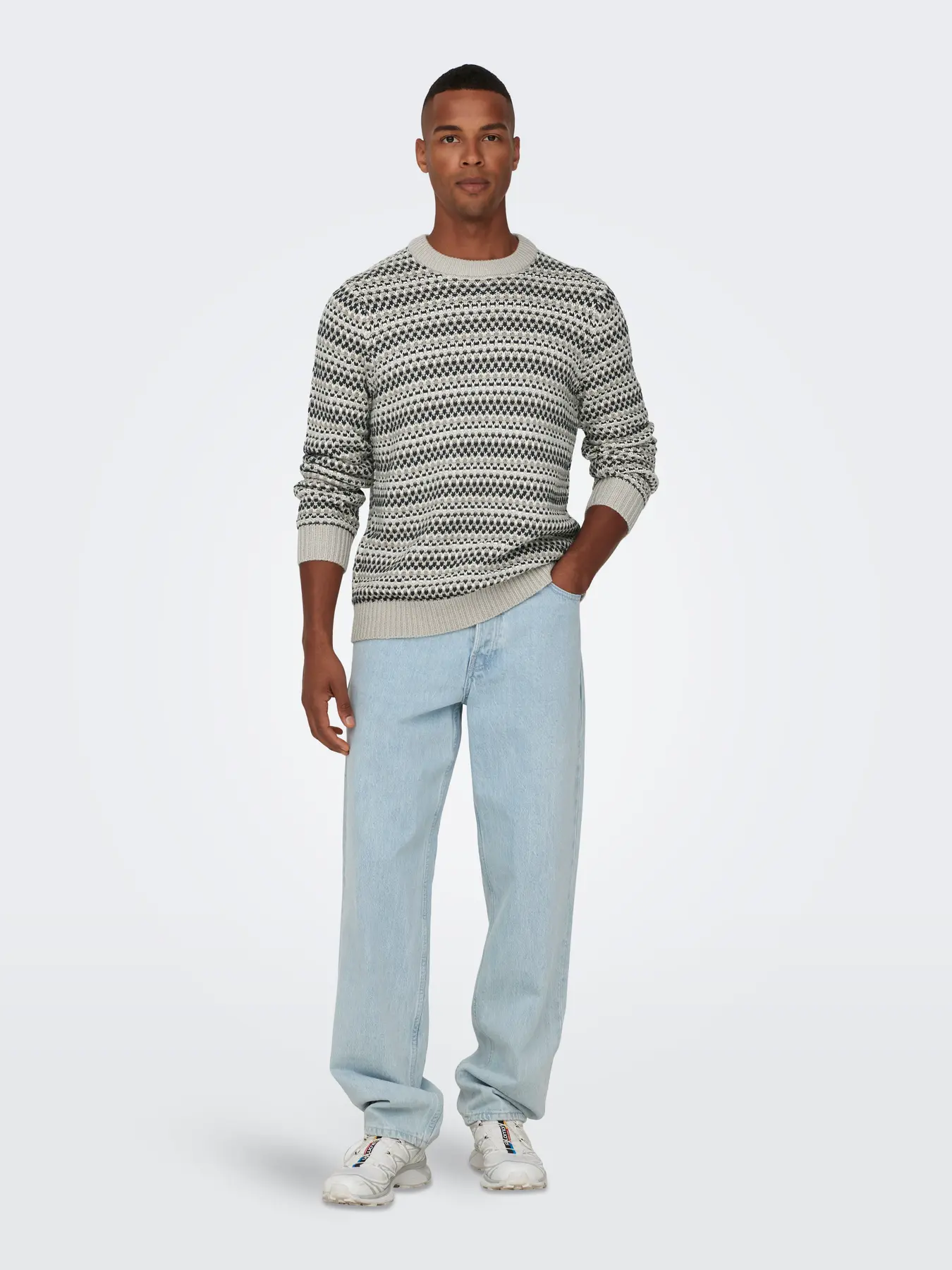 Only & Sons Onsmusa Reg Crew Knitted Jumper Beige - Image 2