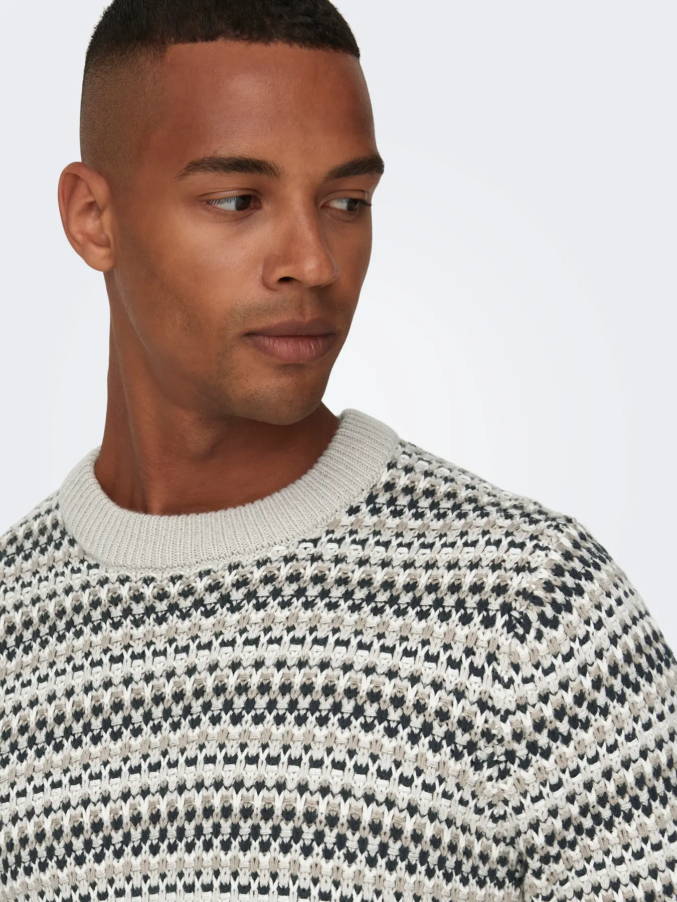 Only & Sons Onsmusa Reg Crew Knitted Jumper Beige - Image 4