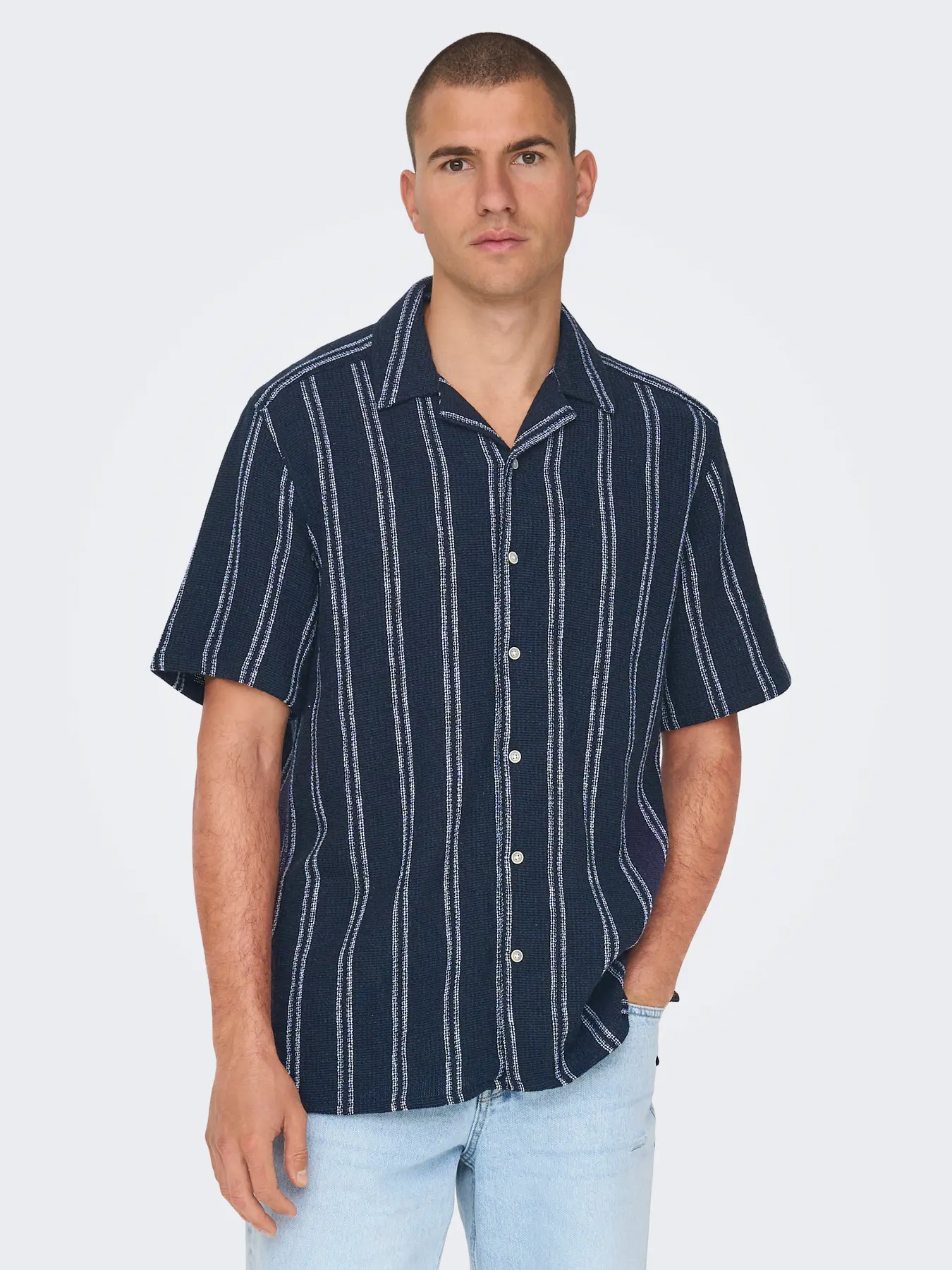 Only & Sons Onstrev Life Stripe Shirt Navy - Image 2