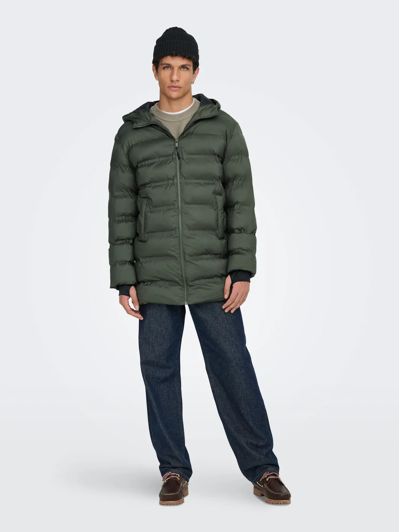 Only & Sons Onsunion Seamless Life Puffer Coat Green - Image 2