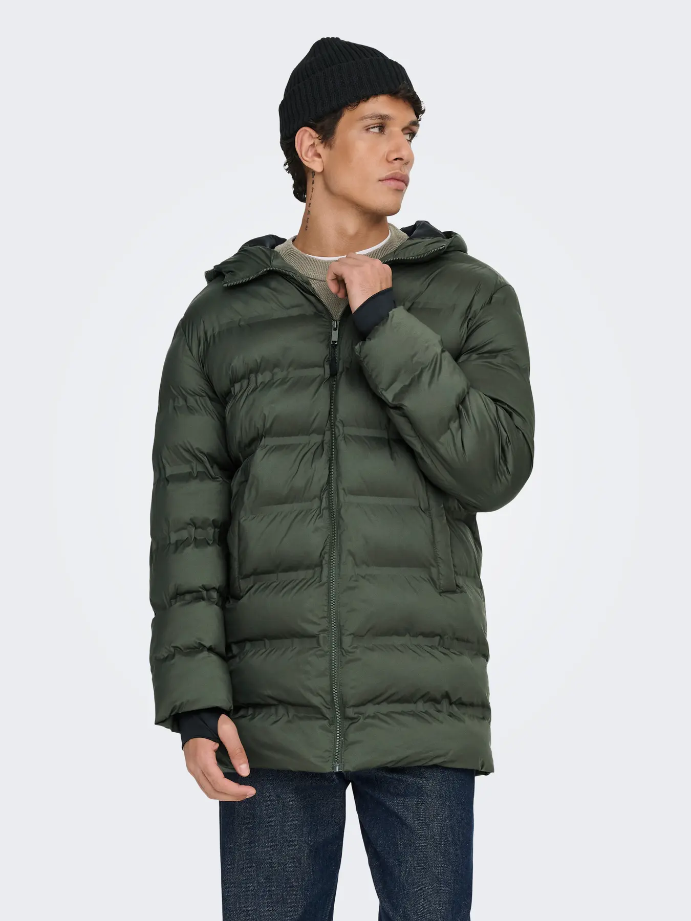 Only & Sons Onsunion Seamless Life Puffer Coat Green - Image 3