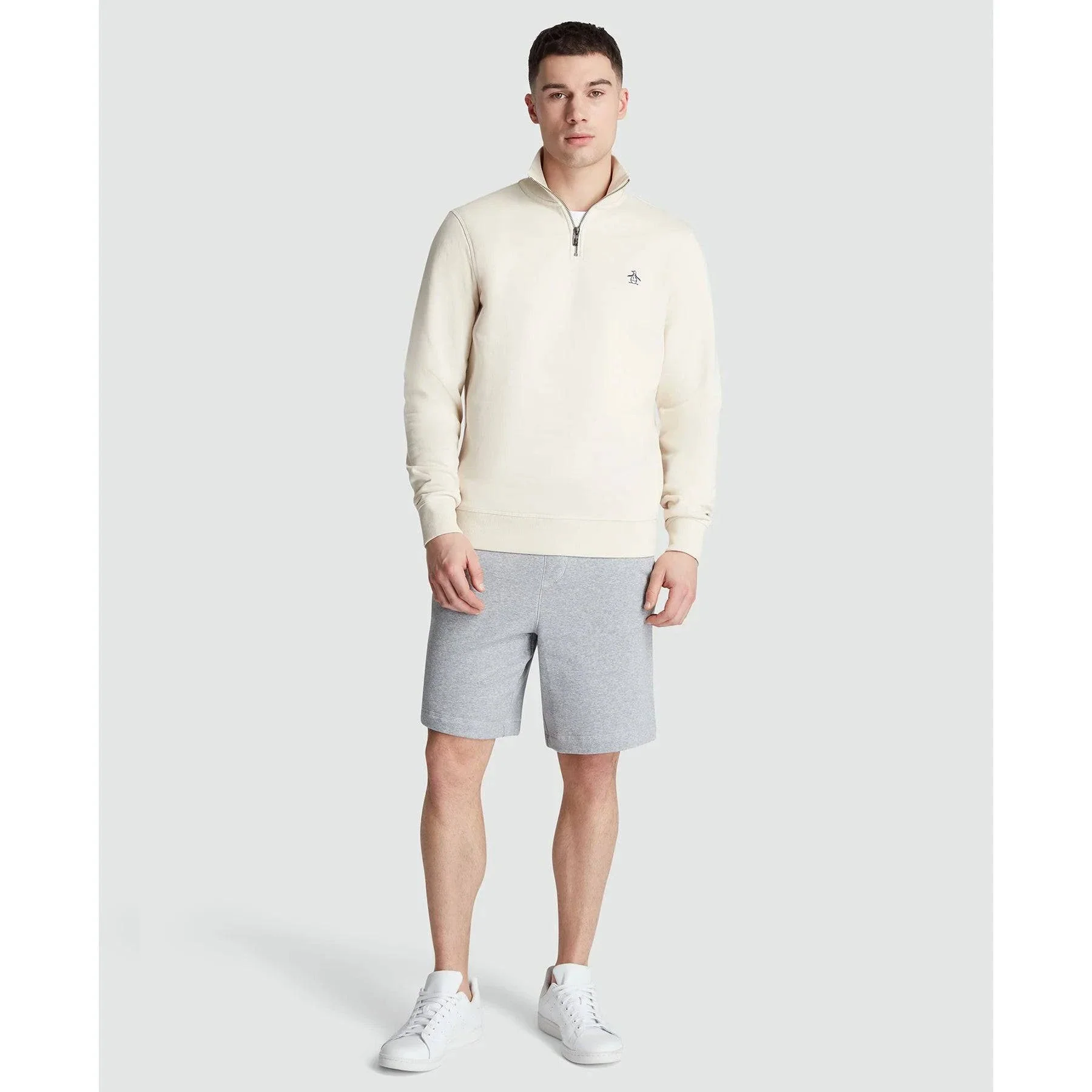 Original Penguin Fleece Quarter Zip Sweatshirt In Birch - Image 3