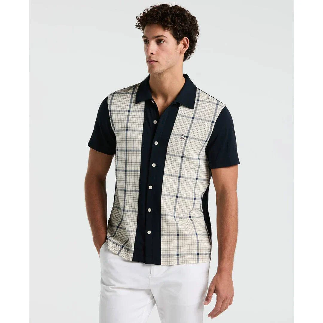 Original Penguin Interlock Plaid Bowling Shirt in Birch