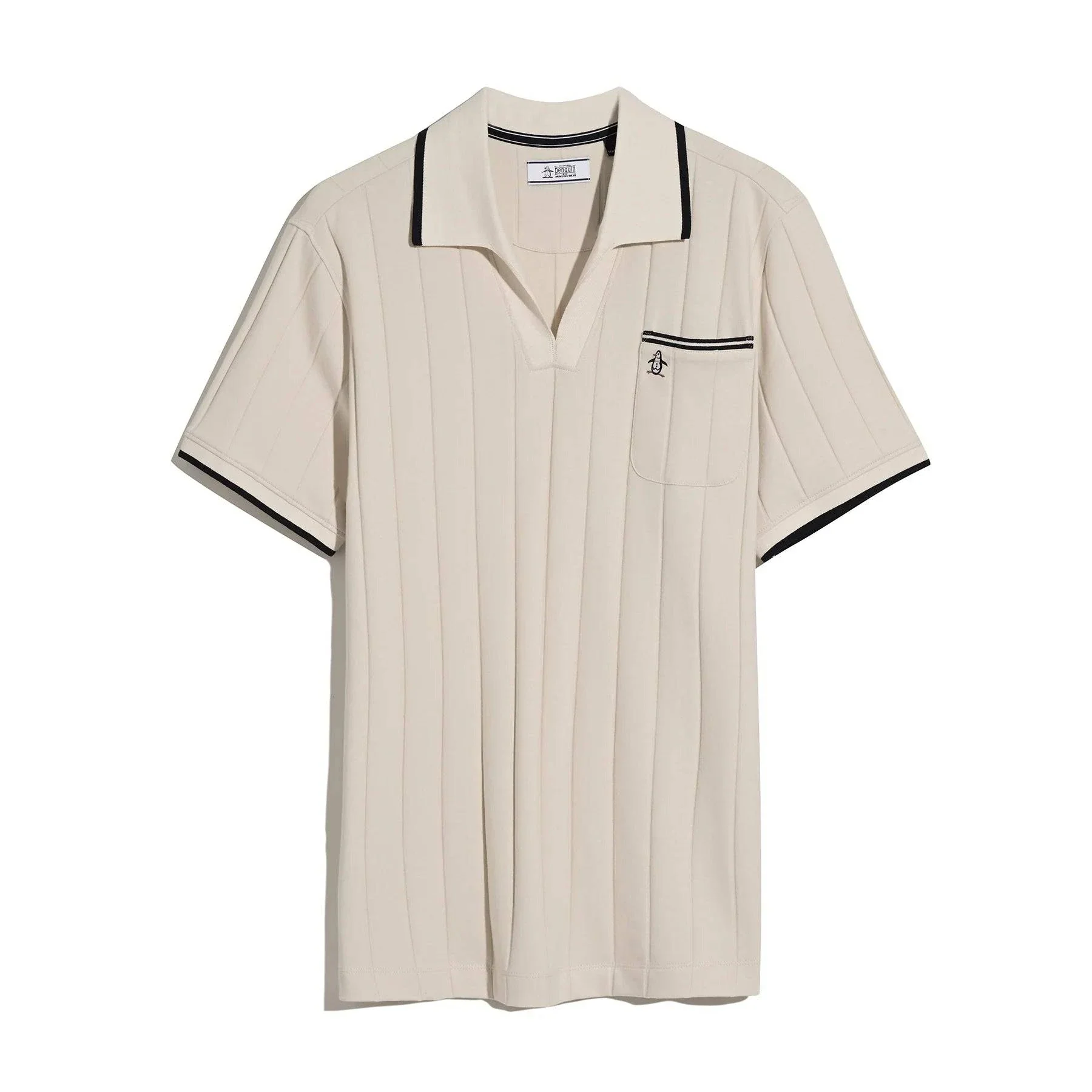 Original Penguin Open Collar Polo Shirt in Birch - Image 4