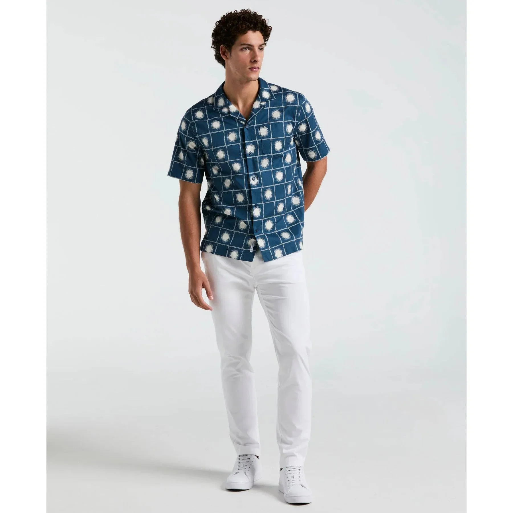 Original Penguin Sun Check Print Shirt In Blue Wing Teal - Image 3